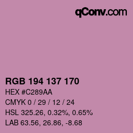 Color code: RGB 194 137 170 | qconv.com