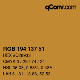 Código de color: RGB 194 137 51 | qconv.com