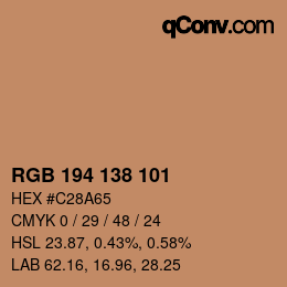 颜色代码: RGB 194 138 101 | qconv.com