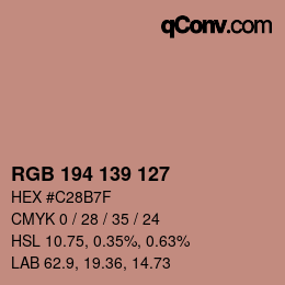 Color code: RGB 194 139 127 | qconv.com