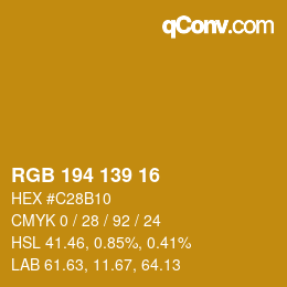 Color code: RGB 194 139 16 | qconv.com