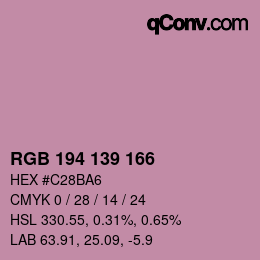 カラーコード: RGB 194 139 166 | qconv.com