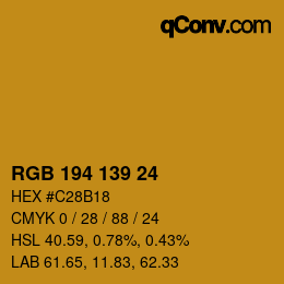カラーコード: RGB 194 139 24 | qconv.com