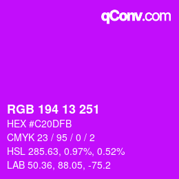 カラーコード: RGB 194 13 251 | qconv.com