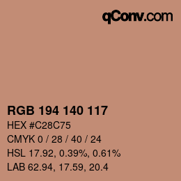 Color code: RGB 194 140 117 | qconv.com