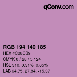 カラーコード: RGB 194 140 185 | qconv.com