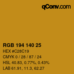 カラーコード: RGB 194 140 25 | qconv.com