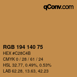 カラーコード: RGB 194 140 75 | qconv.com
