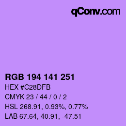 Color code: RGB 194 141 251 | qconv.com