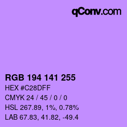 Color code: RGB 194 141 255 | qconv.com