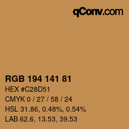Color code: RGB 194 141 81 | qconv.com