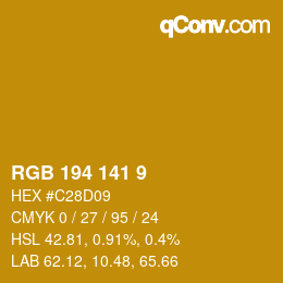 Color code: RGB 194 141 9 | qconv.com
