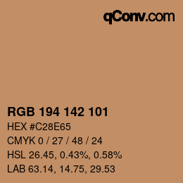 Color code: RGB 194 142 101 | qconv.com