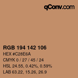 Color code: RGB 194 142 106 | qconv.com