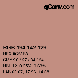 カラーコード: RGB 194 142 129 | qconv.com