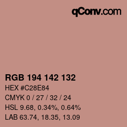 颜色代码: RGB 194 142 132 | qconv.com