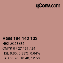 Farbcode: RGB 194 142 133 | qconv.com