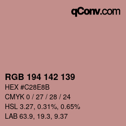 カラーコード: RGB 194 142 139 | qconv.com