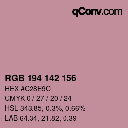 颜色代码: RGB 194 142 156 | qconv.com