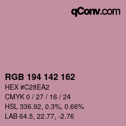 カラーコード: RGB 194 142 162 | qconv.com