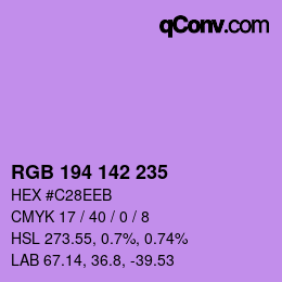 Color code: RGB 194 142 235 | qconv.com