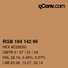 カラーコード: RGB 194 142 96 | qconv.com