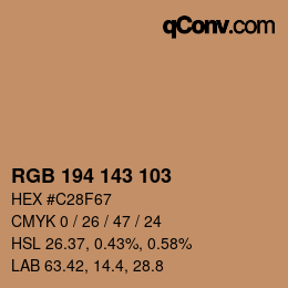 Color code: RGB 194 143 103 | qconv.com
