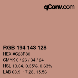 颜色代码: RGB 194 143 128 | qconv.com
