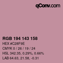 颜色代码: RGB 194 143 158 | qconv.com