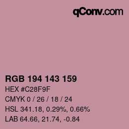 カラーコード: RGB 194 143 159 | qconv.com