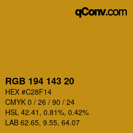 カラーコード: RGB 194 143 20 | qconv.com