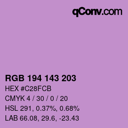 Color code: RGB 194 143 203 | qconv.com