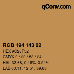 カラーコード: RGB 194 143 82 | qconv.com