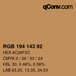 颜色代码: RGB 194 143 92 | qconv.com