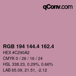 カラーコード: RGB 194 144.4 162.4 | qconv.com