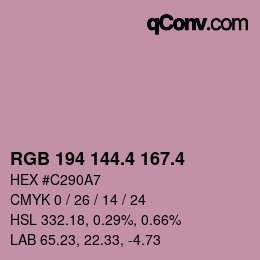 カラーコード: RGB 194 144.4 167.4 | qconv.com