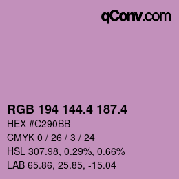 カラーコード: RGB 194 144.4 187.4 | qconv.com