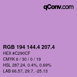 カラーコード: RGB 194 144.4 207.4 | qconv.com