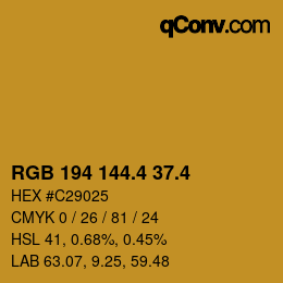 カラーコード: RGB 194 144.4 37.4 | qconv.com