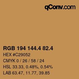 カラーコード: RGB 194 144.4 82.4 | qconv.com