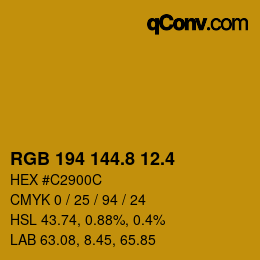 カラーコード: RGB 194 144.8 12.4 | qconv.com