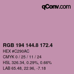 カラーコード: RGB 194 144.8 172.4 | qconv.com