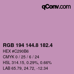カラーコード: RGB 194 144.8 182.4 | qconv.com