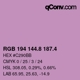 カラーコード: RGB 194 144.8 187.4 | qconv.com