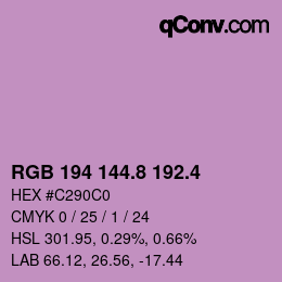 カラーコード: RGB 194 144.8 192.4 | qconv.com
