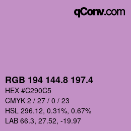 カラーコード: RGB 194 144.8 197.4 | qconv.com