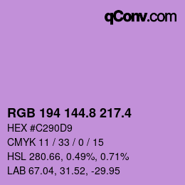 カラーコード: RGB 194 144.8 217.4 | qconv.com