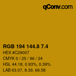 カラーコード: RGB 194 144.8 7.4 | qconv.com