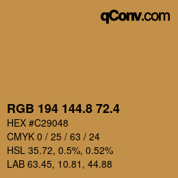 カラーコード: RGB 194 144.8 72.4 | qconv.com