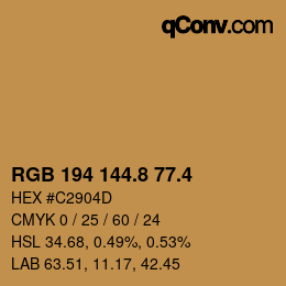 カラーコード: RGB 194 144.8 77.4 | qconv.com